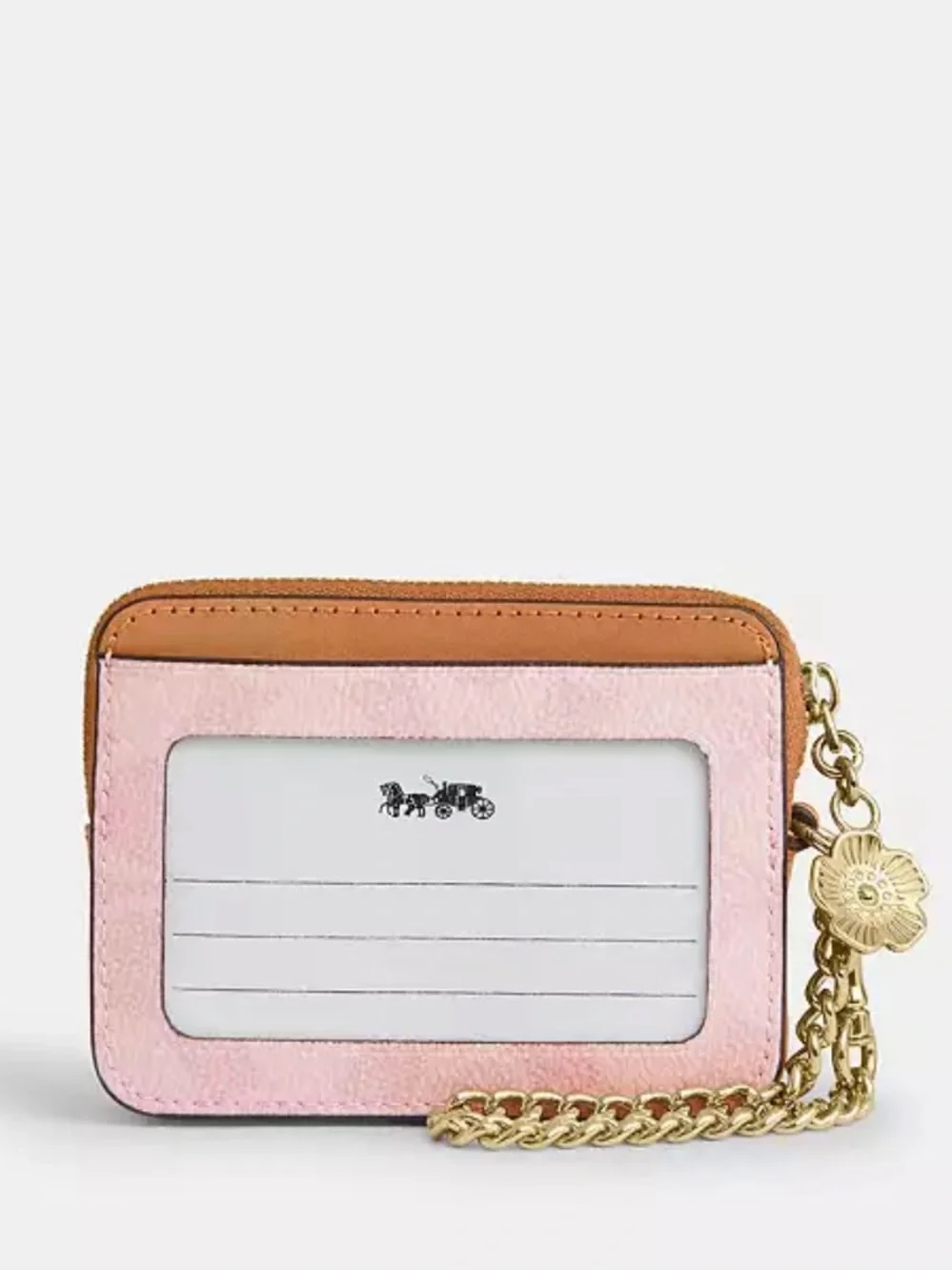 Coach Powder Pink Zip Card Case W/Charm,New